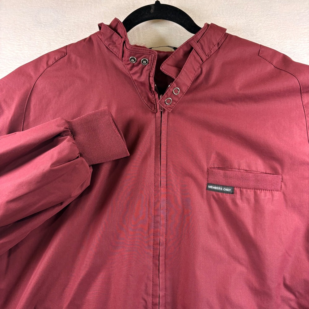 Members Only Mens Iconic Racer Jacket Burgundy Red Vintage Bomber XXL Tall